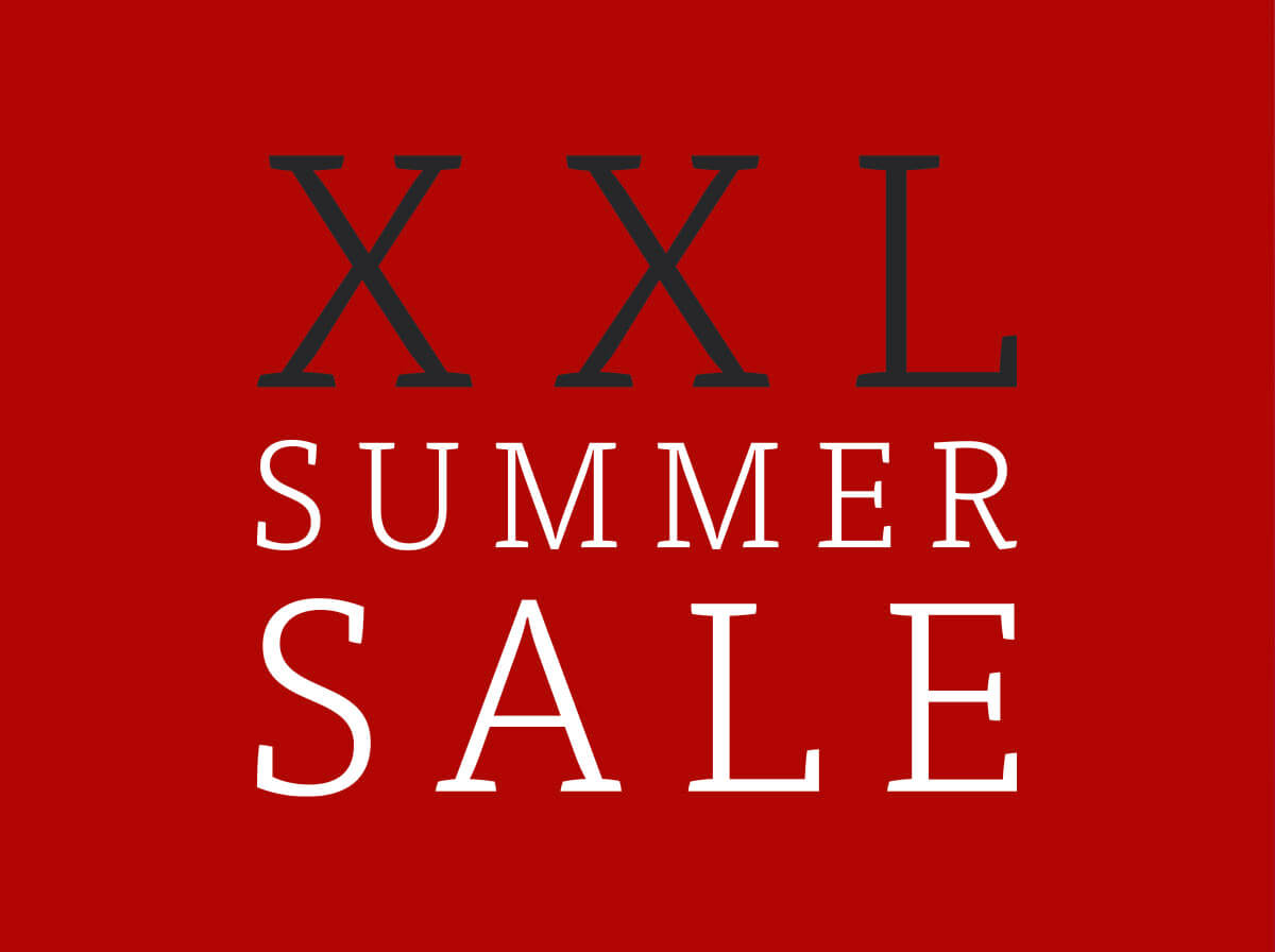 Schriftbanner auf rotem Grund: &bdquo;XXL Summer Sale"